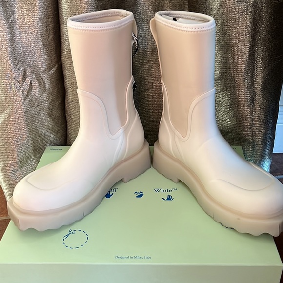 OFF-WHITE For Rainy Days Sponge Sole Chelsea Rain Boot 38 white/black - Picture 3 of 7